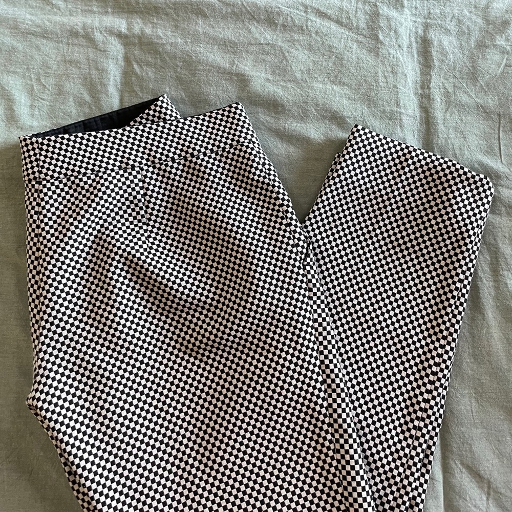 Mid Rise Checker Trousers